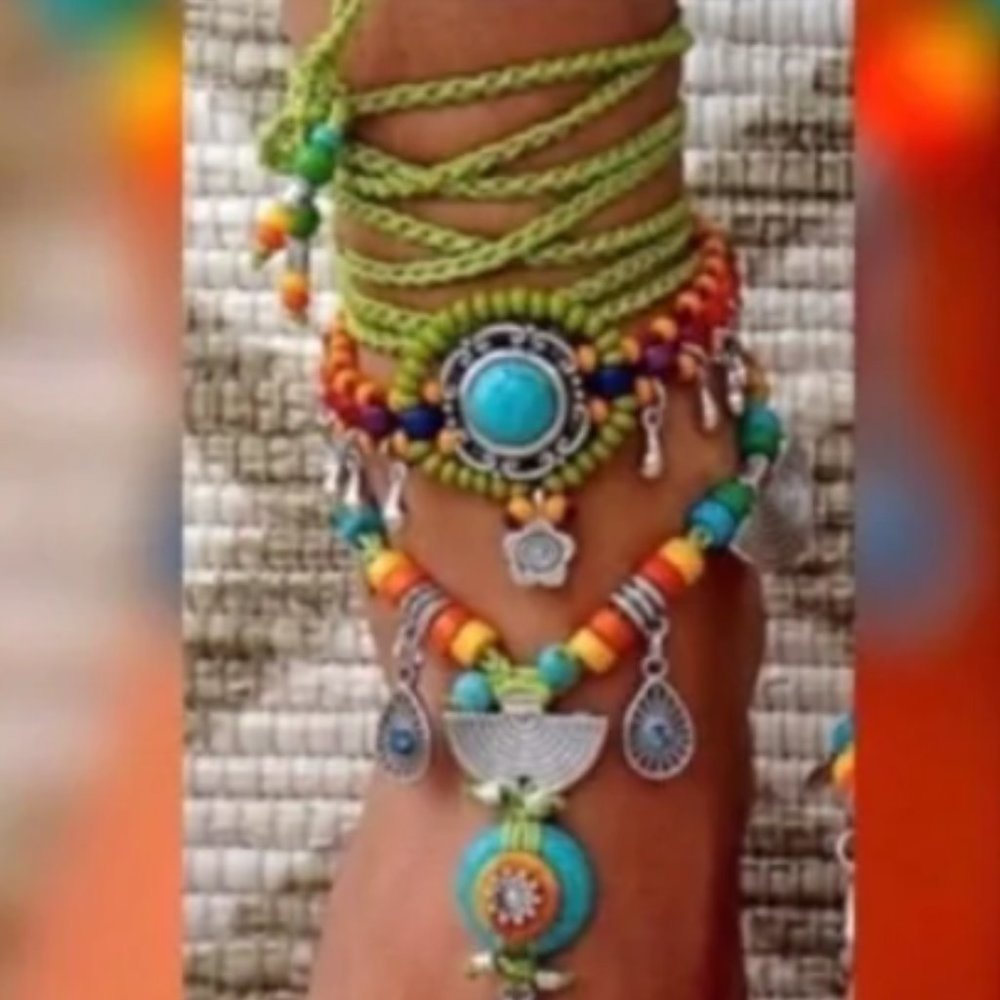 Absolutely Gorgeous! 2 pc ANKLET Handmade Wear as ANKLET or NECKLACE.  STUNNING!